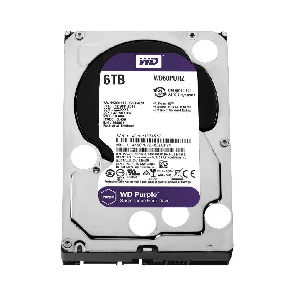 Disco Duro Wester Digital Purple 6Tb 3,5 SATA 5400 RPM WD60PURZ*