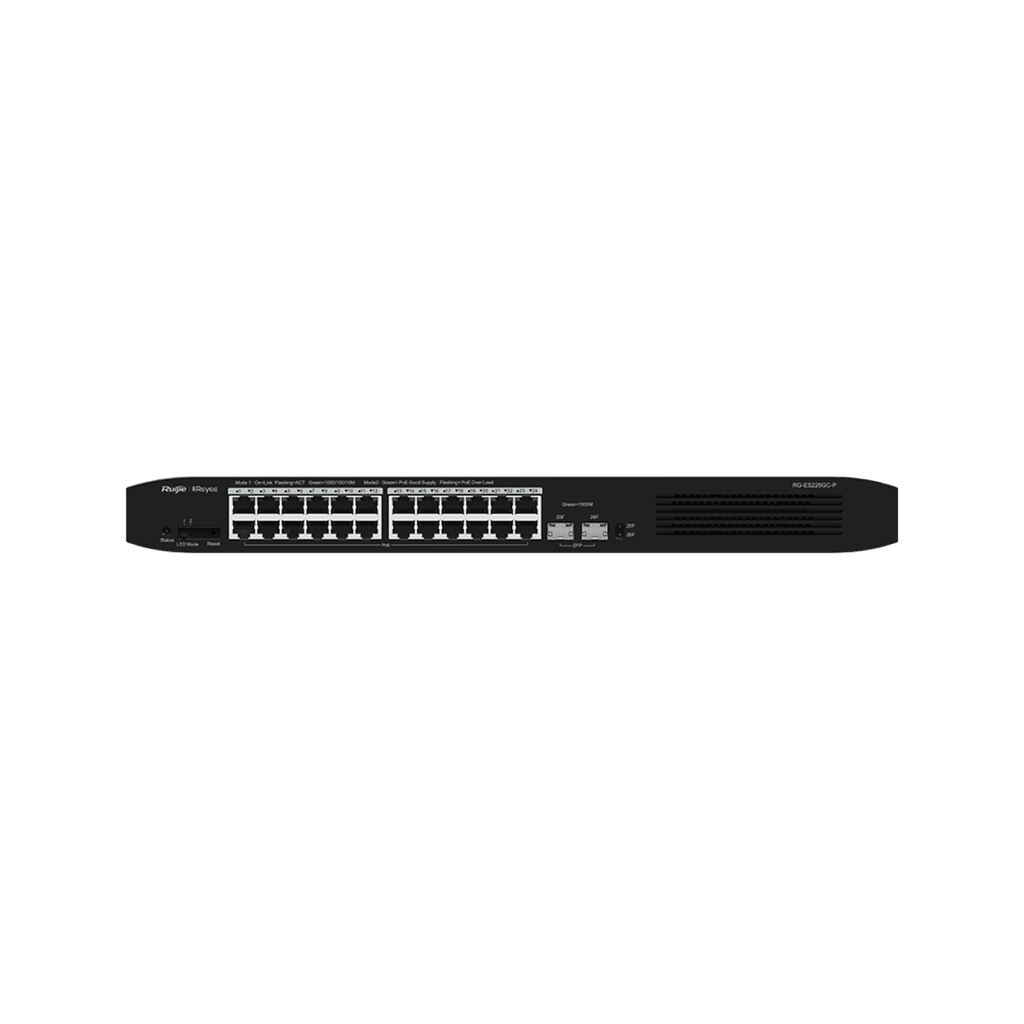 Switch Smart Cloud REYEE 24 puertos PoE 10/100/1000 Mbps 2 SFP 370W RG-ES226GC-P