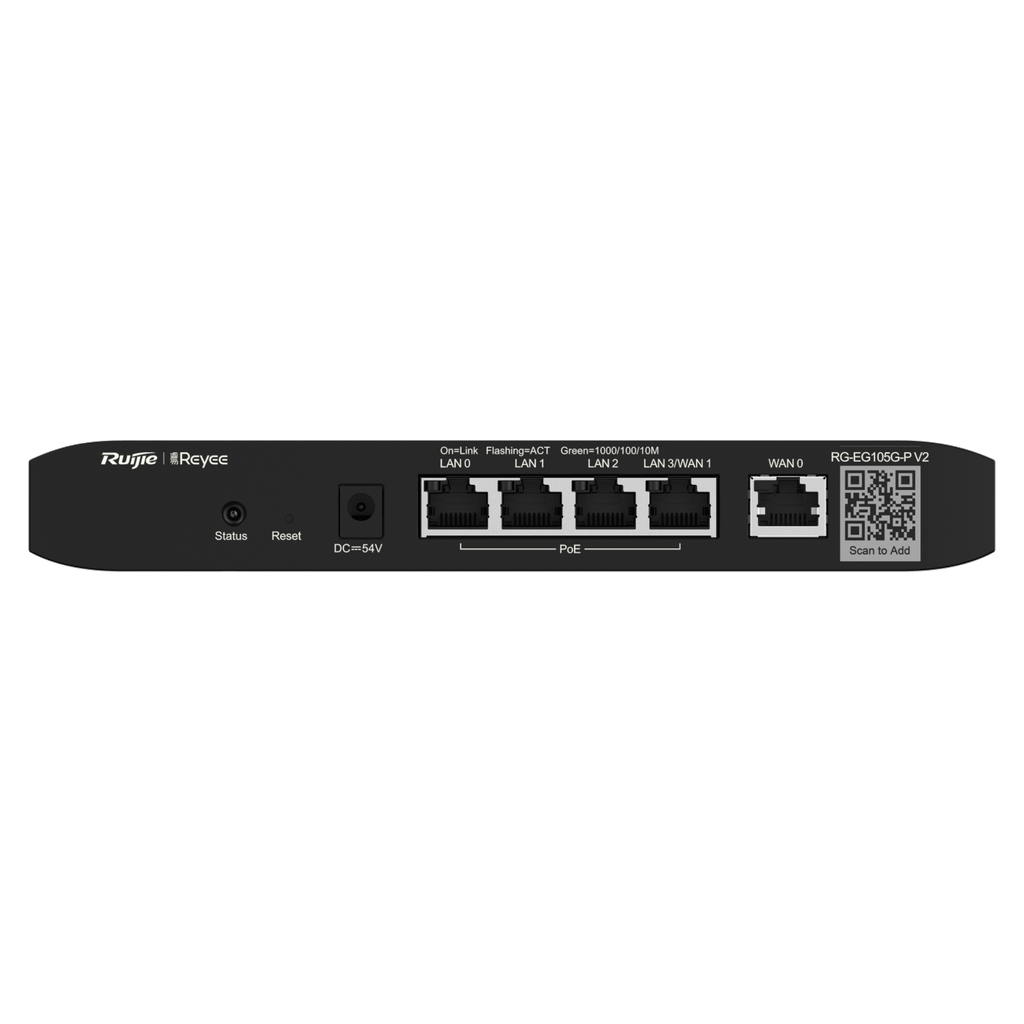 Router administrado por la Nube de REYEE 5 puertas 10/100/1000 Base-T 4 son PoE, 2 RG-EG105G-P-V2