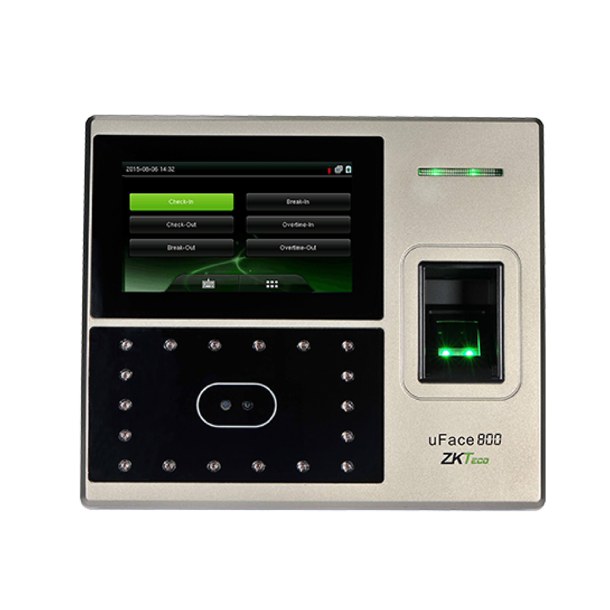 Terminal standalone de t&a con verificación por reconocimiento facial/huella/clave/tarjeta uFace800.