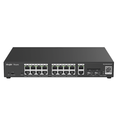 Switch PoE L2 Administrable en la Nube de 20 Puertos Gigabit, 16 PoE+, 2 Puertos RJ45 Gigabit, 2 Puertos SFP, 250W RG-ES220GS-P