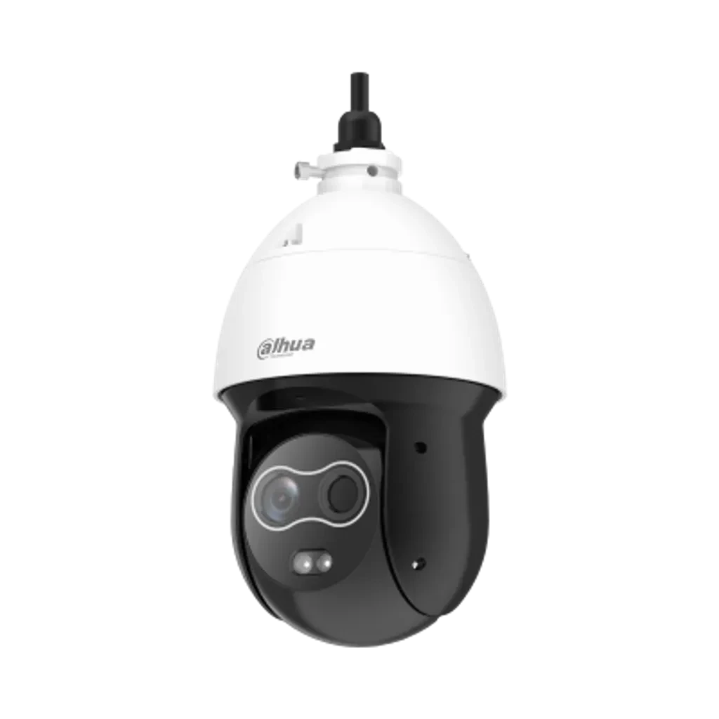 DHI-TPC-SD2241-TB10F12-DW-S2.  Cámara PTZ Dahua IP Térmica Hibrida, Lente Óptico 4 MP, Lente Térmico 10mm,  Posee Analíticas, Detección de Calor, Cruce de Líneas, Protección IP66.