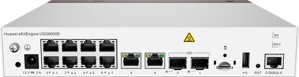 USG6000E-S03-AC. Firewall Huawei, Incorpora 10 puertos Gigabit Ethernet RJ45 y 2 puertos 10GE SFP+, Incluye licencia SSL VPN para 100 usuarios.
