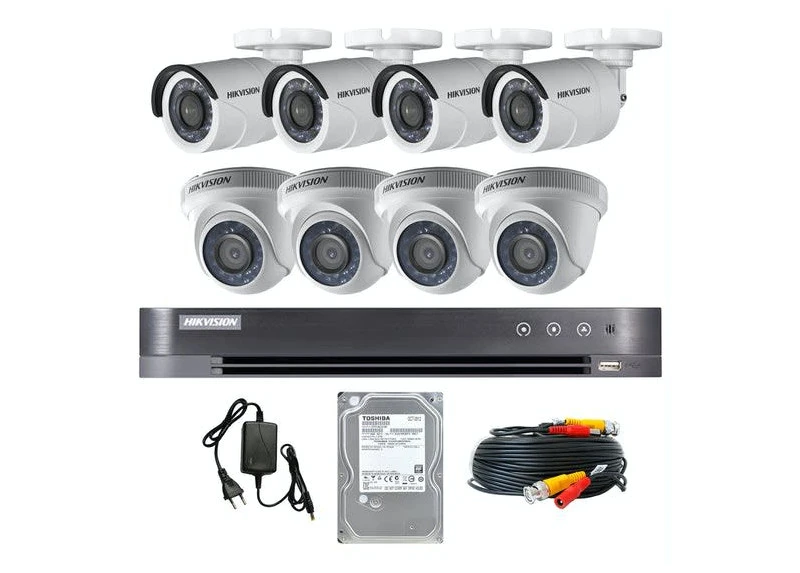 Kit Hikvision Turbohd 2Mp Dvr 8 Canales + 4 Balas + 4 Domos + 1Tb Hdd