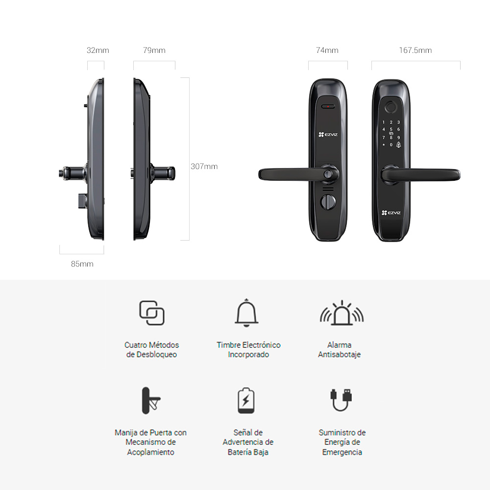 Cerradura Inteligente con Teclado y Huella CS-L2S-11FCP(A0)