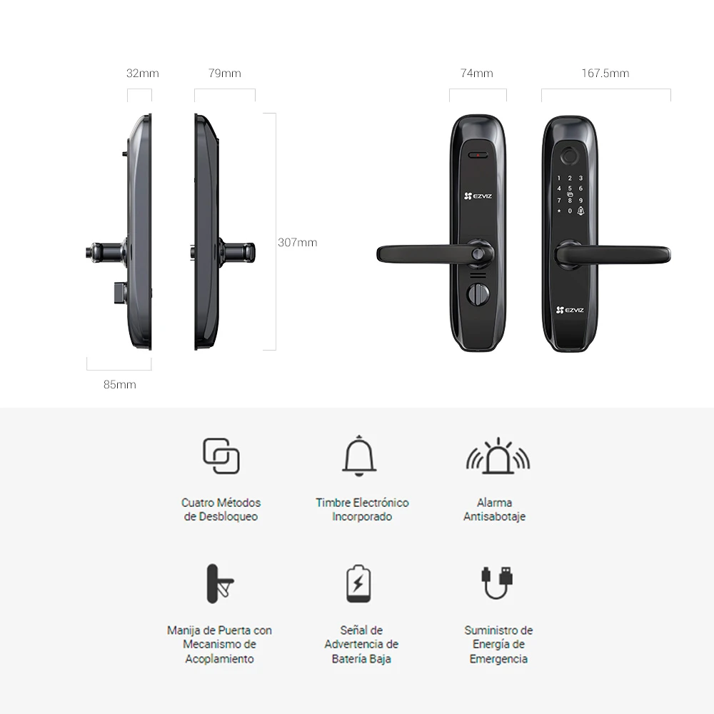 Cerradura Inteligente con Teclado y Huella CS-L2S-11FCP(A0)