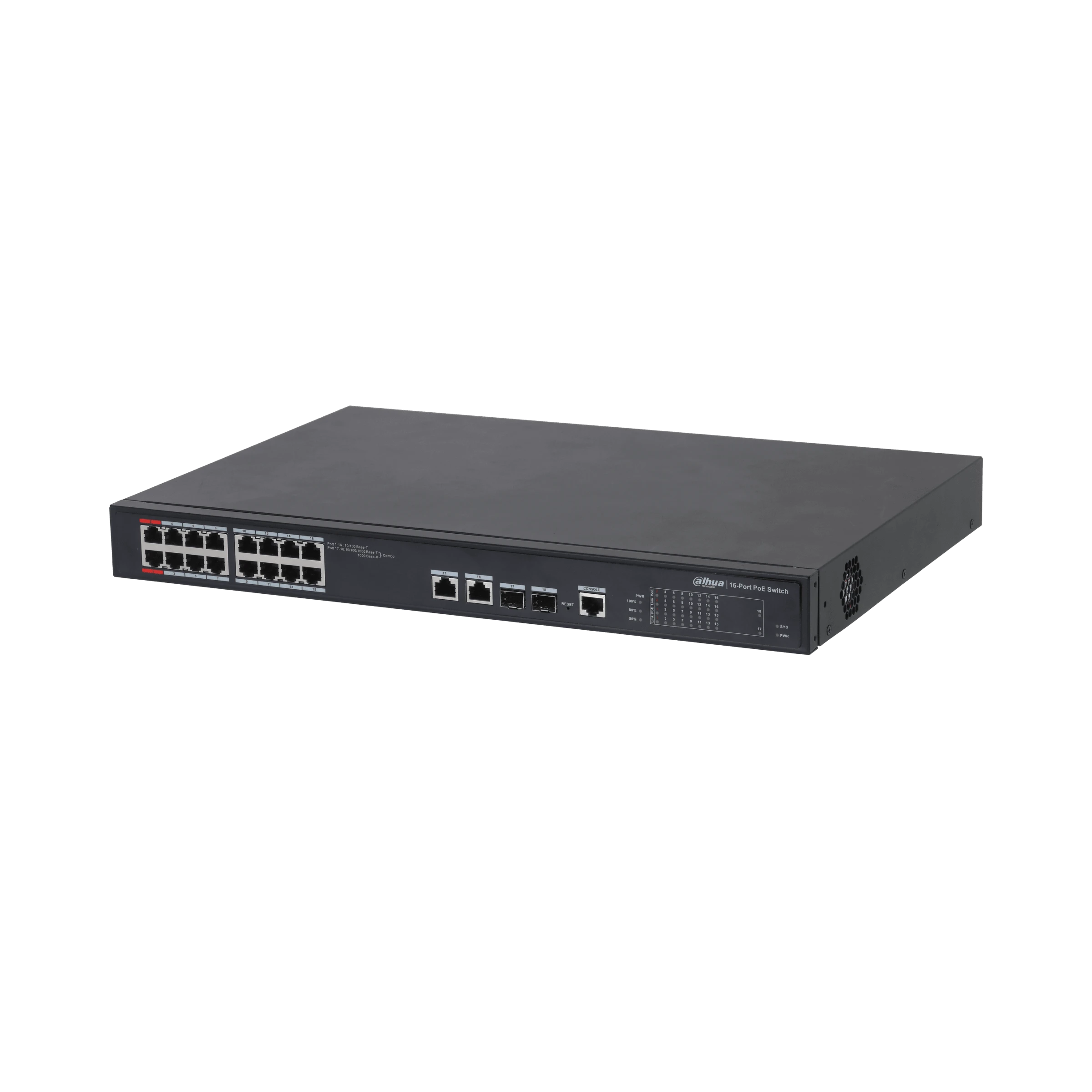 Switch Poe Dahua 16 Puertos Dh-Pfs4218-16Et-190 Administrable 10/100/1000 2. Puertos Sfp *