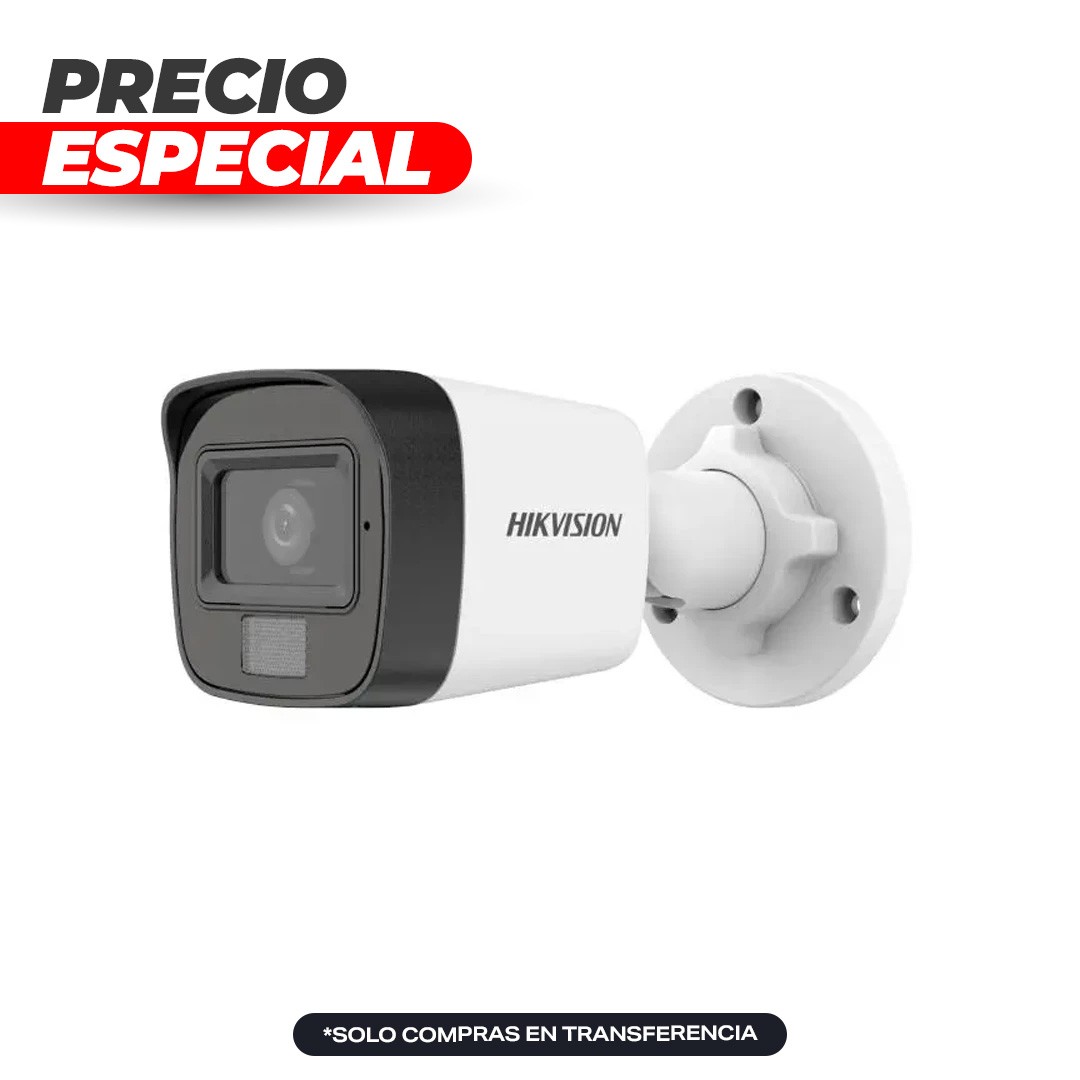 Cámara Bullet TVI 2MP IR25M Luz Blanca y Audio DS-2CE16D0T-LPFS 2.8mm Hikvision