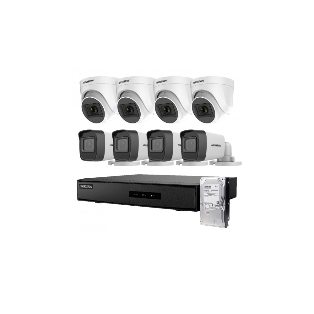 Kit Análogo Hikvision 1080P DVR-M1 8CH 4Domo+4Bala + 1TB Video*