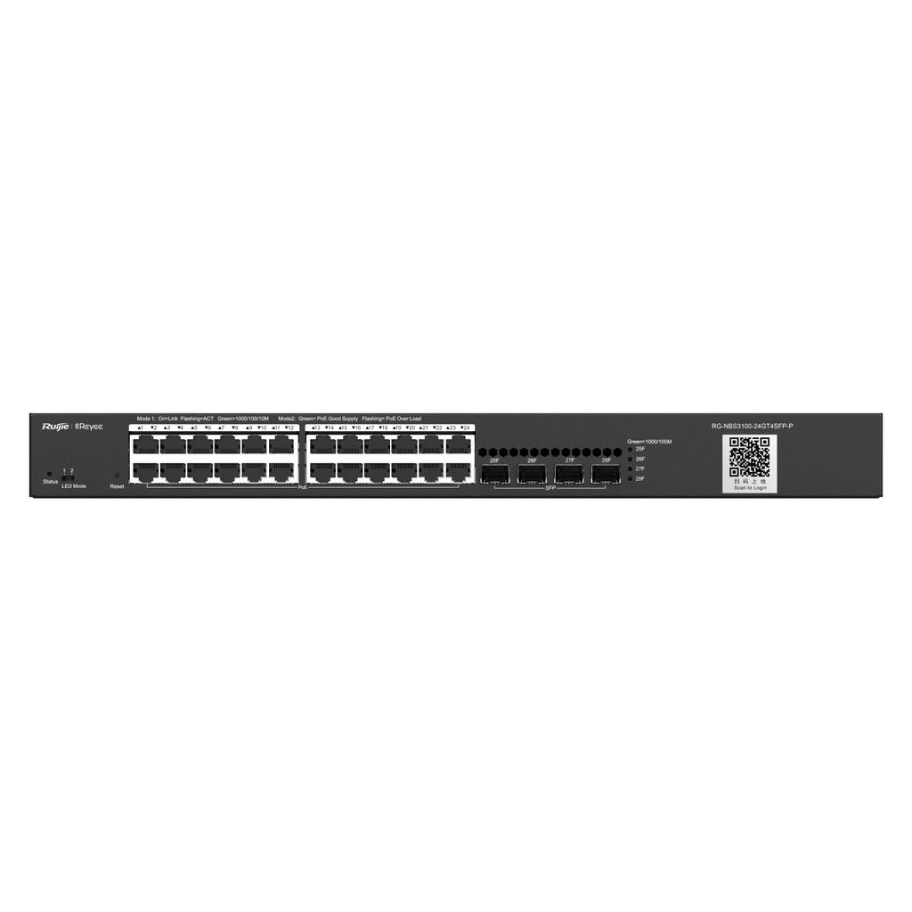 Switch PoE administrable de capa 2, 28 puertos Gigabit RG-NBS3100-24GT4SFP-P