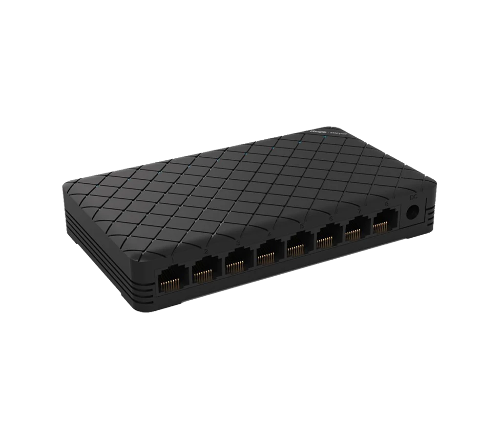 Switch de escritorio REYEE plastico no admin 8 Puertos 10/100Mbps. RG-ES08