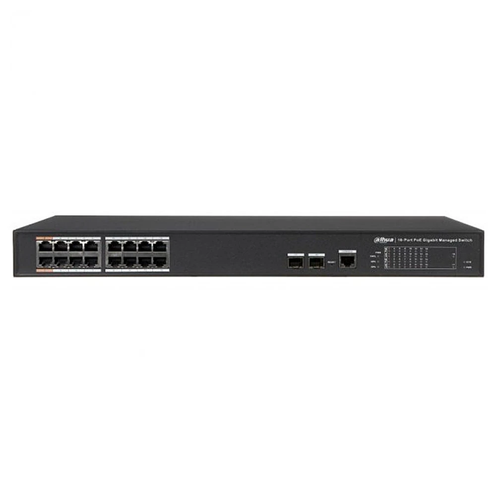 Dahua DH-PFS4218-16GT-190 Switch PoE 16 puertos 10/100 + 2 Combo Gigabit/SFP Uplink 190w 802.3at admin