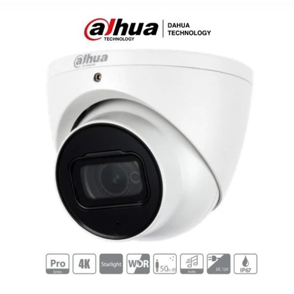 CAMARA DAHUA DOMO 8MP 4K ANTIVANDALICA 2.8MM IR50 STARLIGHT CON AUDIO WDR IP67 TD-HAC-HDW2802TN