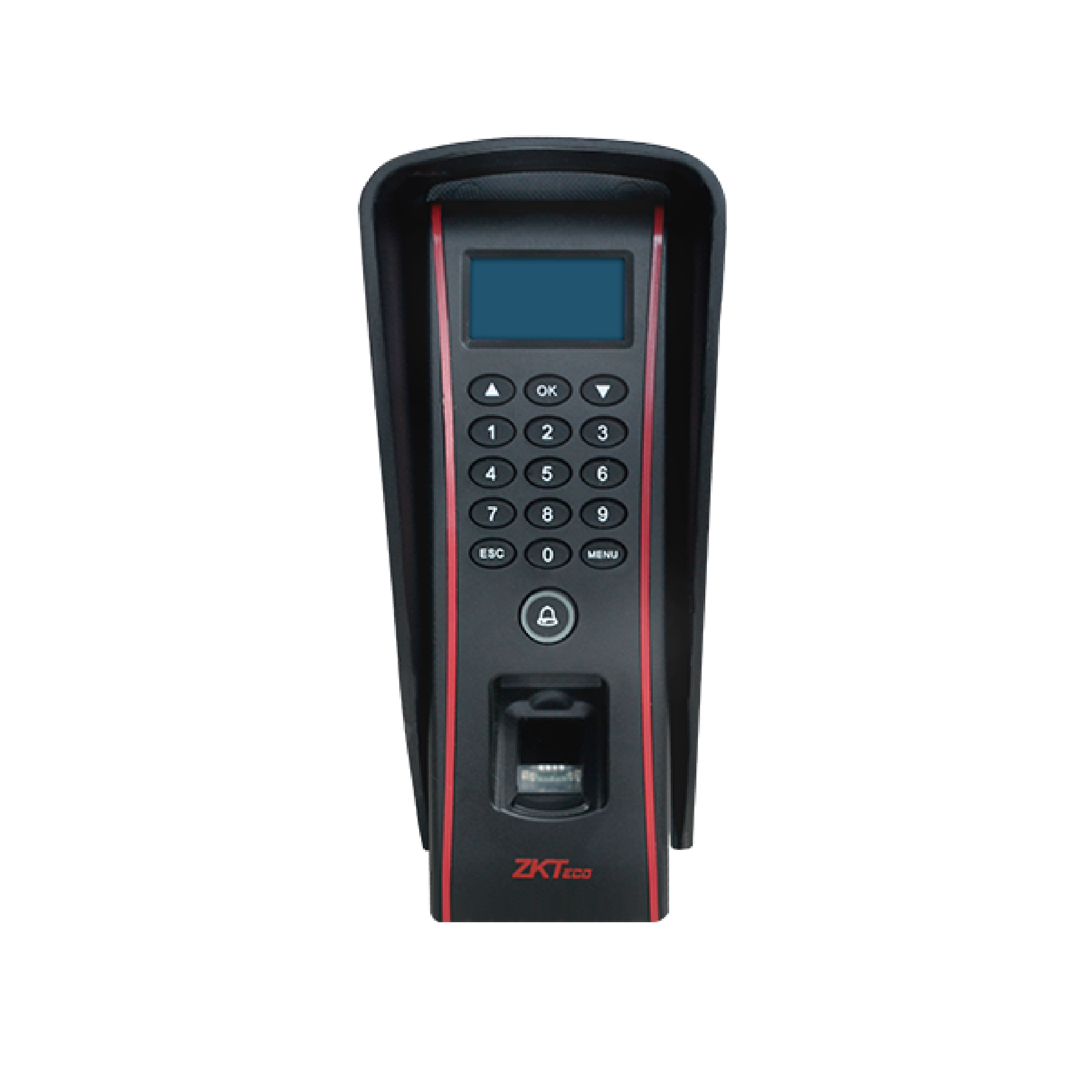 Terminal de control de acceso standalone con pantalla. huella/clave/tarjeta id. uso exterior, TF1700.