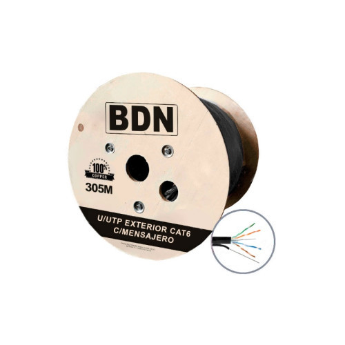 CABLE UTP BDN EXTERIOR CAT6 100% COBRE 305M CERTIFICADO CON MENSAJERO BDN-6EXM100CN