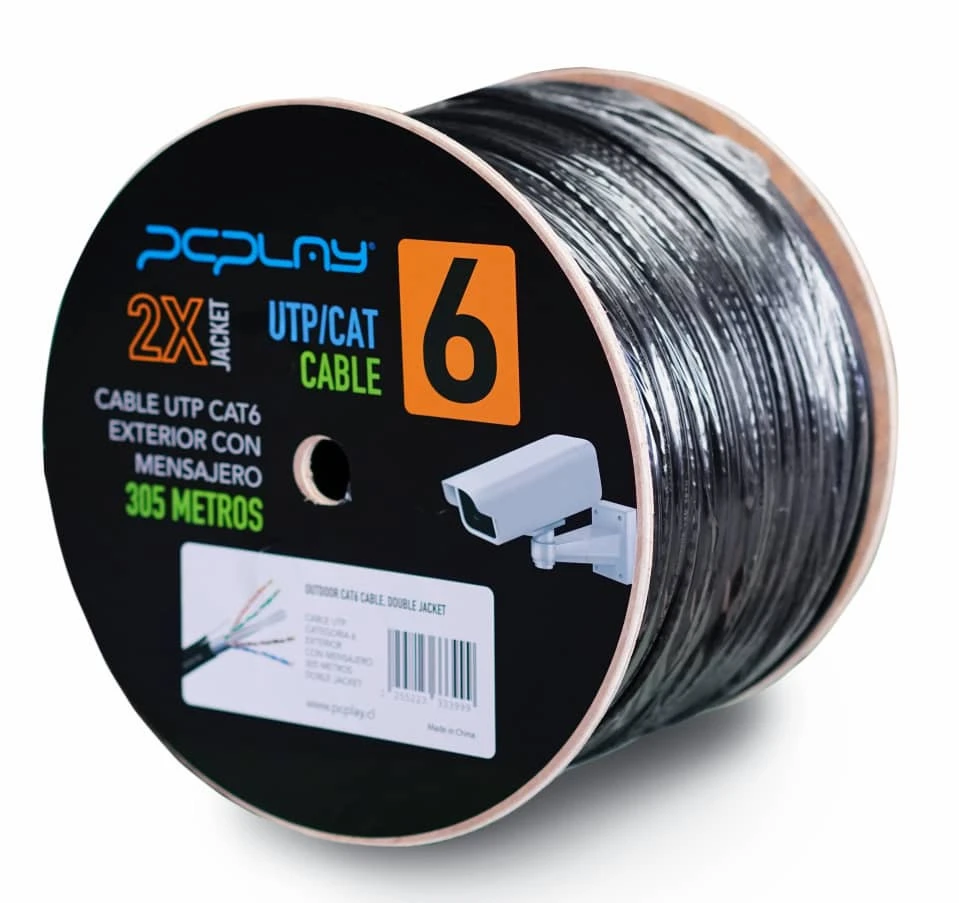 Cable UTP exterior con mensajero Cat 6 PCPlay de 305 metros 85% Cobre