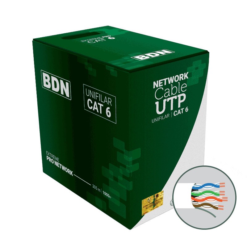 CABLE U-UTP CAT6 BDN 24AWG BLANCO 305M CE BDN-6CE