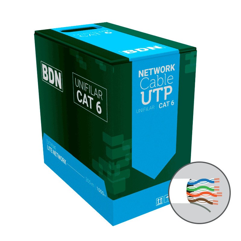 CABLE U/UTP CAT6 BDN 24AWG BLANCO 305M COBRE BDN-6100C