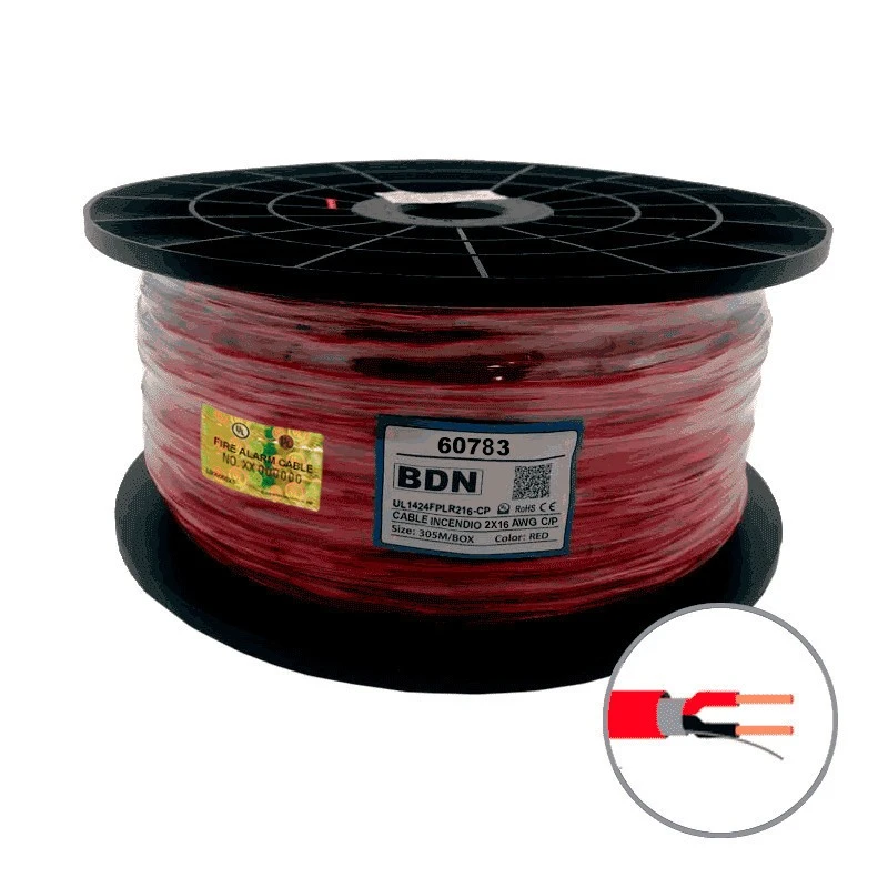 CABLE INCENDIO UL ROJO BDN 2X16 AWG C-P FPLR UL1424FPLR216-CP