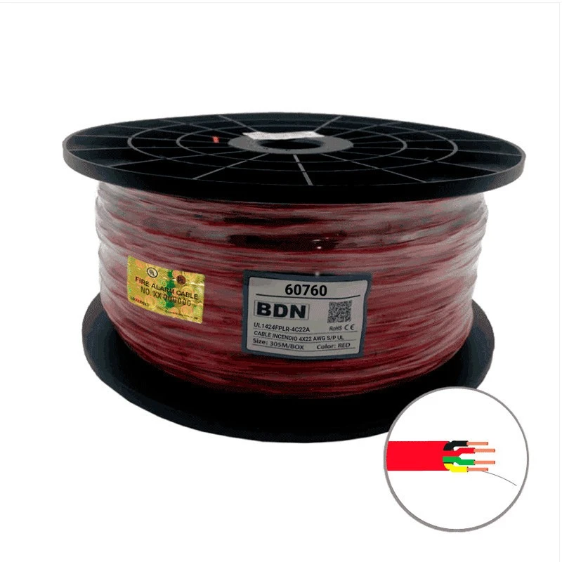 CABLE INCENDIO UL ROJO BDN 4X22 AWG S-P FPLR UL1424FPLR-4C22A