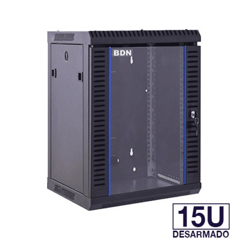 GABINETE RACK 15U PARED NEGRO 60CM BDN-RID15U60F