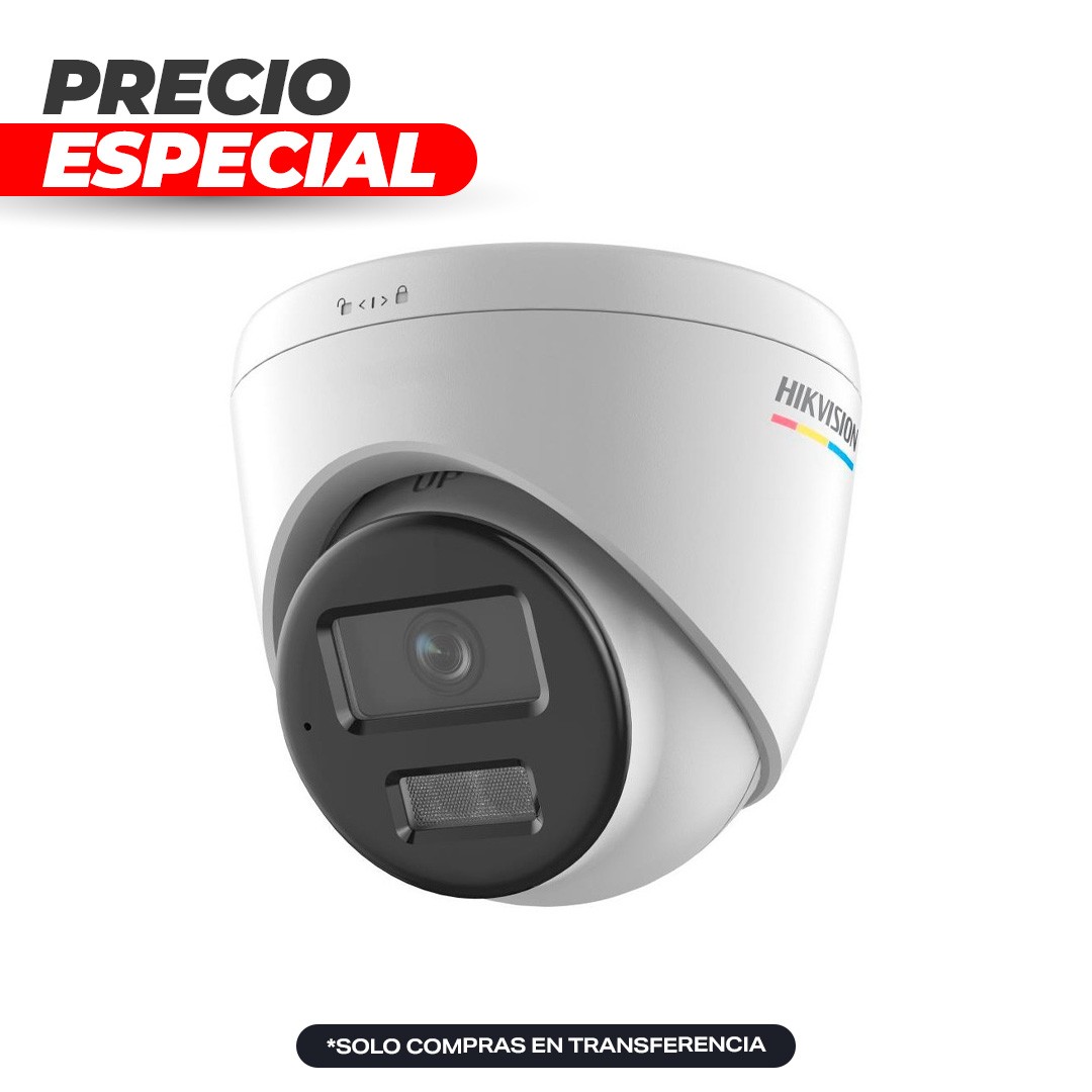 Cámara domo IP 2MP ColorVu Smart Dual Light 30m DS-2CD1327G2H-LIU 2.8mm Hikvision