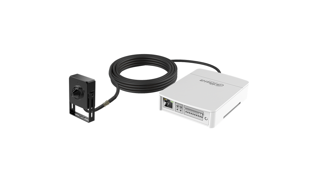 DH-KIT/IPC-HUM8441P-E1-L4-0280B. Camara Pinhole IP Dahua 4MP Incluye Cable y Decoder Alarma Audio 12