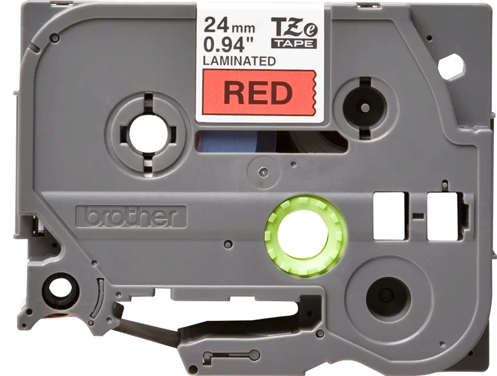 TZe451. Cinta BROTHER 24mm Negro en Fondo Rojo 8mt p/PT-E550WVP/D600VP/P900W