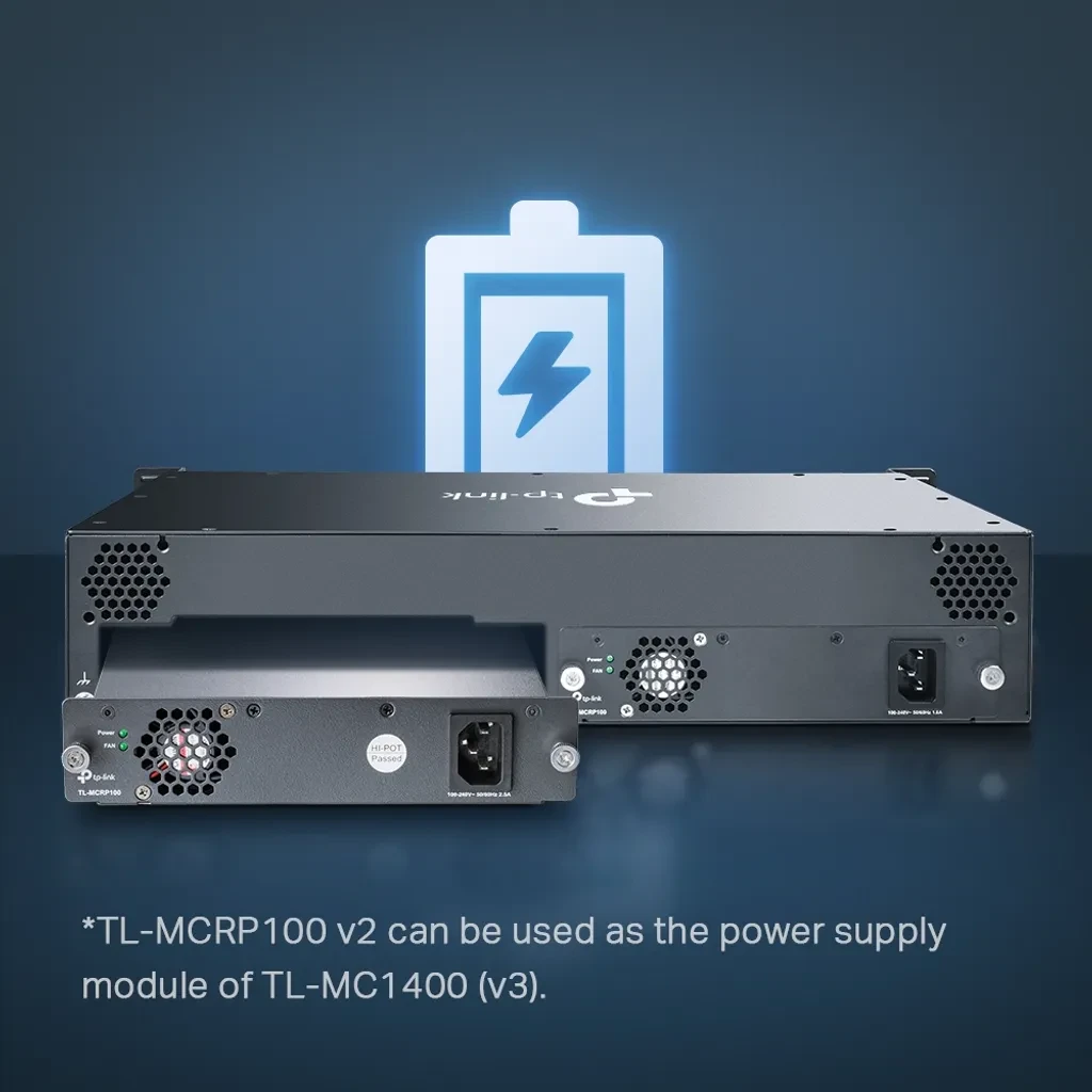 TL-MC1400. TP-LINK CHASIS PARA MONTAJE EN RACK DE 14 BAHIAS CONVERTIDORES MCXXXX