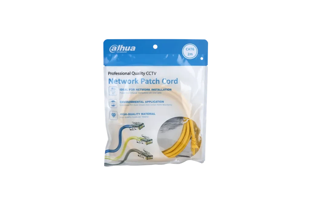 DH-PFM972-6U-2-yellow. Cable Patch Cord UTP Cat6 2 Metros Dahua Color AMARILLO