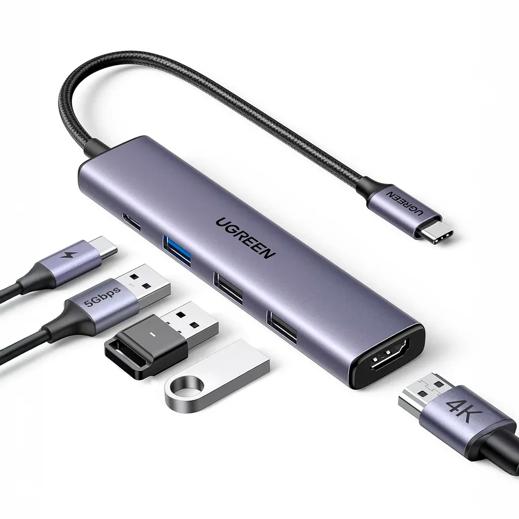 CM511. Hub Multipuerto UGREEN USB-C. Entradas 3*USB 3.0, 1*HDMI 4K，1*USB-C PD 100W.