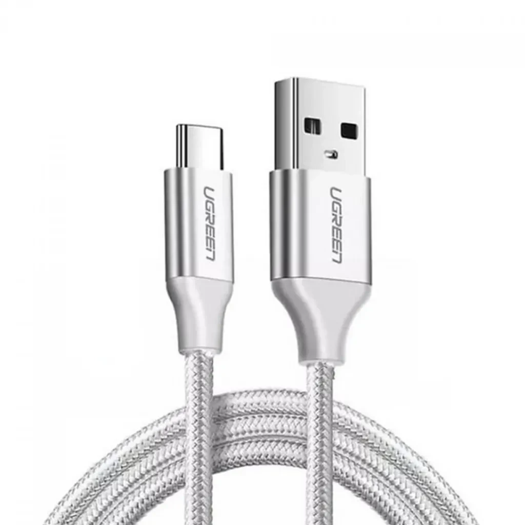 US288-W(2M). Cable USB A 2.0 a USB-C Blanco 2 MTs. UGREEN. Cable niquel trenzado de aluminio