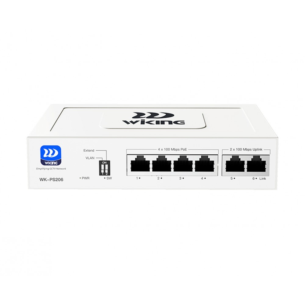 Switch 4FE PoE+ (45W) Mod. Extend + 2FE No Administrable WK-PS206(V2) Wiking