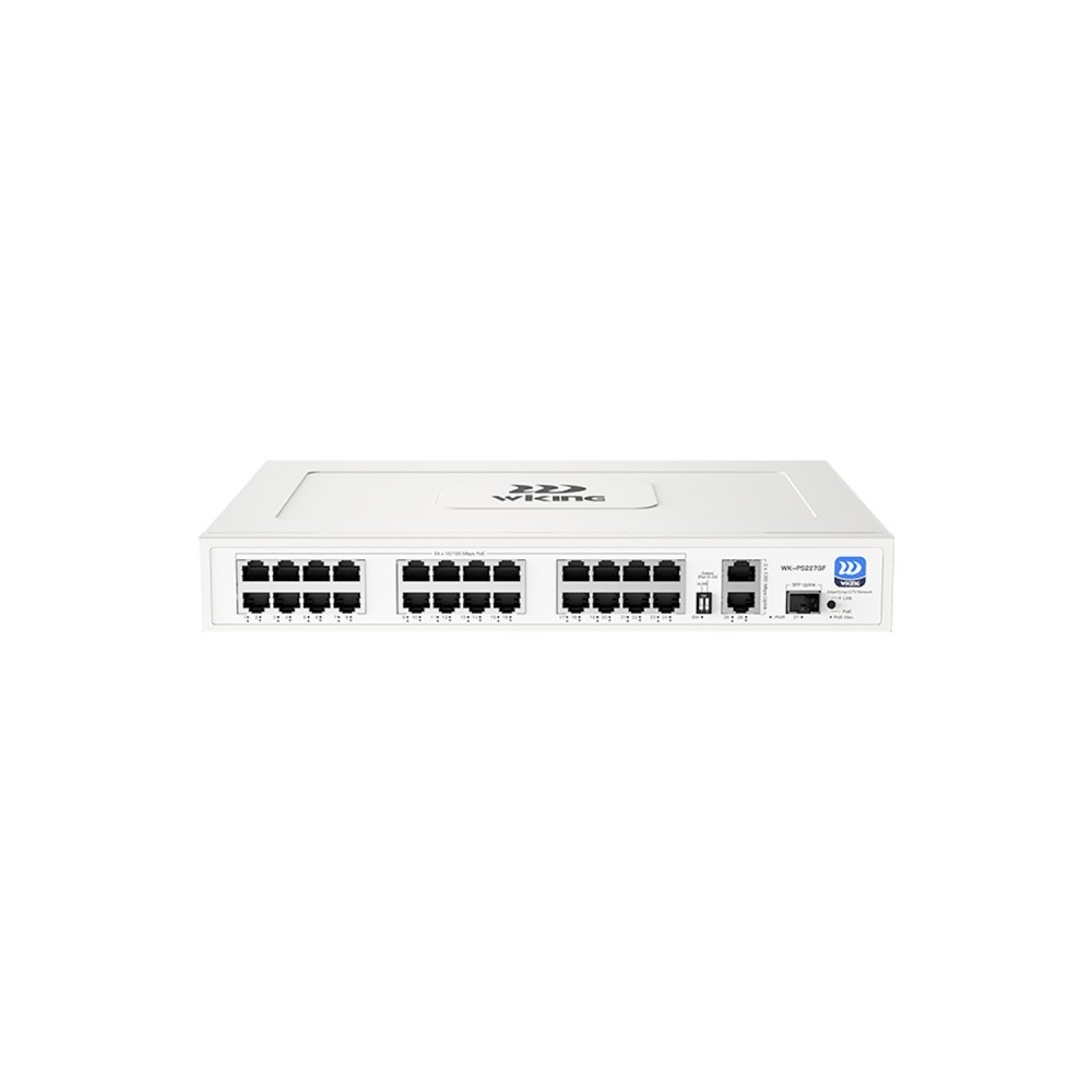 Switch 24FE P1 Hi-PoE 60W P2-24 PoE+ (270W) Mod. Extend + 2GE + 1SFP No Administrable Wk-PS227GF Wiking