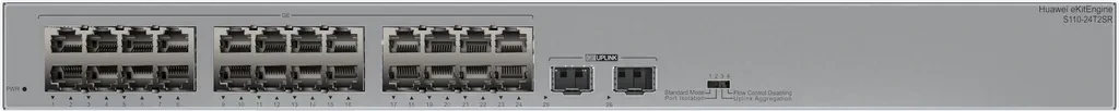 S110-24T2SR. Switch Huawei eKit 24 puertos 10/100/1000Base-T 2 Puertos 1GE SFP capacidad de conmutación de 52 Gbit/s capacidad de reenvió de paquetes de 38.69 Mpps